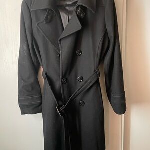 Giacca black coat 6 buttons front with warm belt  weather excellent and elegant